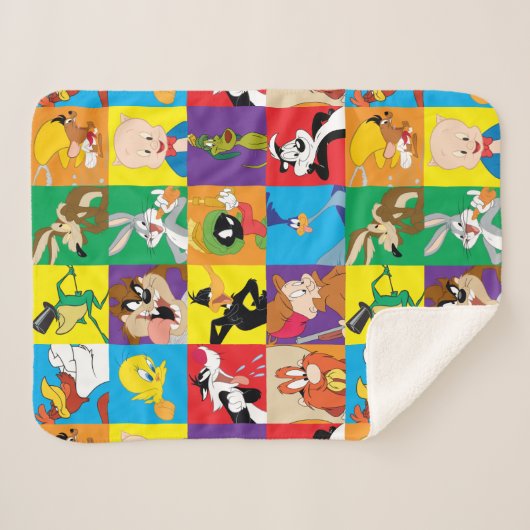 LOONEY TUNES™ Character Grid Sherpa Deken (Voorkant (horizontaal))