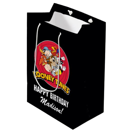LOONEY TUNES™ Character Group | Geboortedag Medium Cadeauzakje (Voorkant Gekanteld)