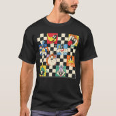 LOONEY TUNES™ Characters on Black & White Checker T-shirt (Voorkant)