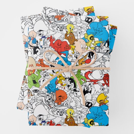 LOONEY TUNES™ Colour Pop Pattern Inpakpapier Vel (In situ)