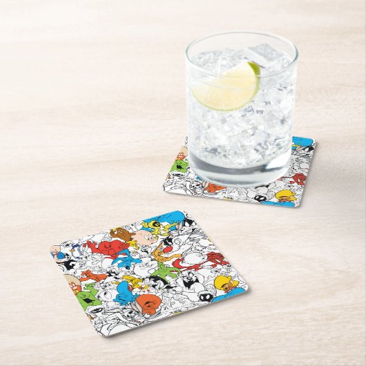 LOONEY TUNES™ Colour Pop Pattern Kartonnen Onderzetters (Insitu)