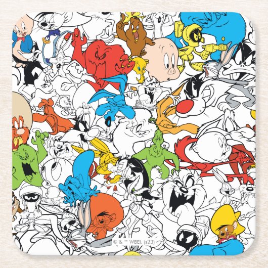 LOONEY TUNES™ Colour Pop Pattern Kartonnen Onderzetters (Voorkant)
