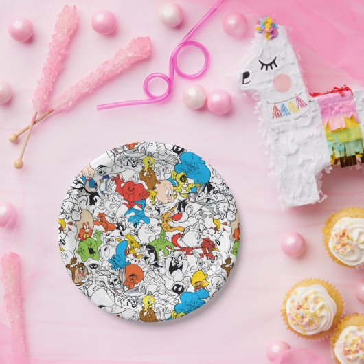 LOONEY TUNES™ Colour Pop Pattern Papieren Bordje (Feest)