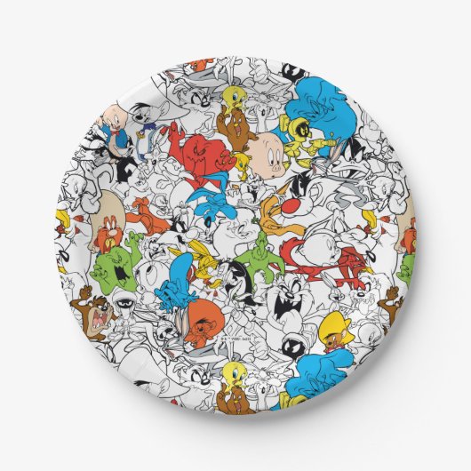 LOONEY TUNES™ Colour Pop Pattern Papieren Bordje (Voorkant)