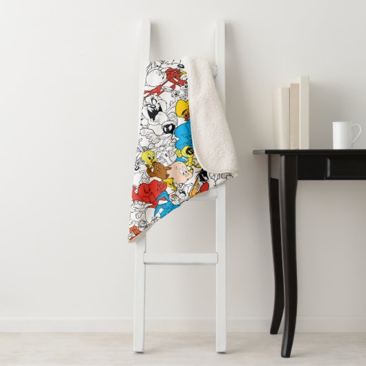 LOONEY TUNES™ Colour Pop Pattern Sherpa Deken (In situ)