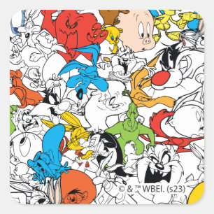 LOONEY TUNES™ Colour Pop Pattern Vierkante Sticker