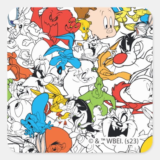 LOONEY TUNES™ Colour Pop Pattern Vierkante Sticker (Voorkant)