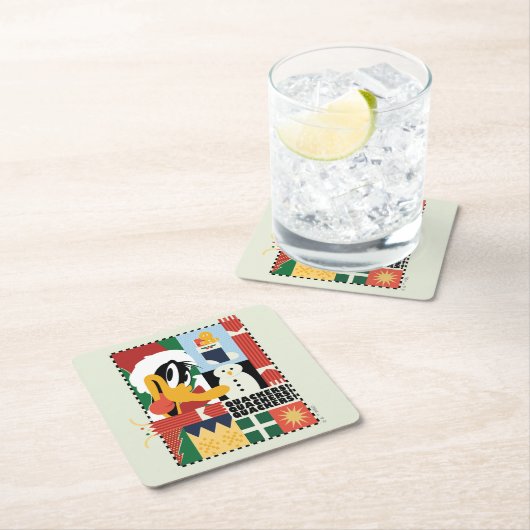 LOONEY TUNES™ DAFFY DUCK™ Holiday Quackers Kartonnen Onderzetters (Insitu)