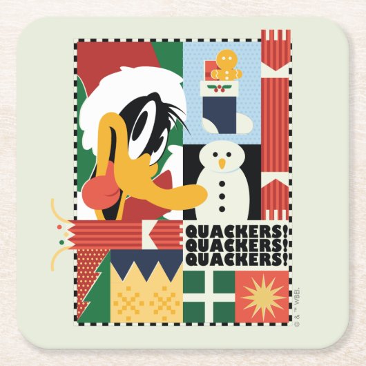 LOONEY TUNES™ DAFFY DUCK™ Holiday Quackers Kartonnen Onderzetters (Voorkant)