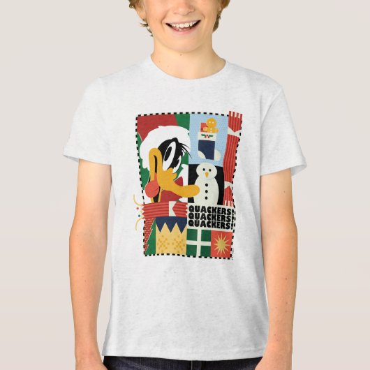 LOONEY TUNES™ DAFFY DUCK™ Holiday Quackers Tri-Blend Shirt (Voorkant)