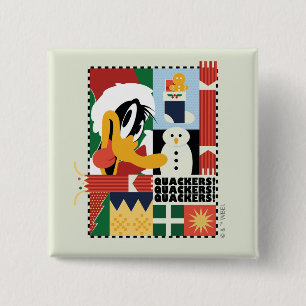 LOONEY TUNES™ DAFFY DUCK™ Holiday Quackers Vierkante Button 5,1 Cm