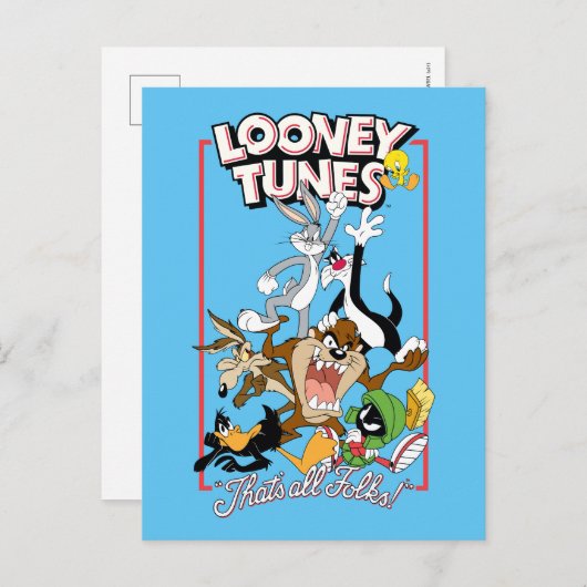 LOONEY TUNES™ "DAT IS ALLEMAAL FOLKS!™" Group Stac Briefkaart (Voorkant / Achterkant)