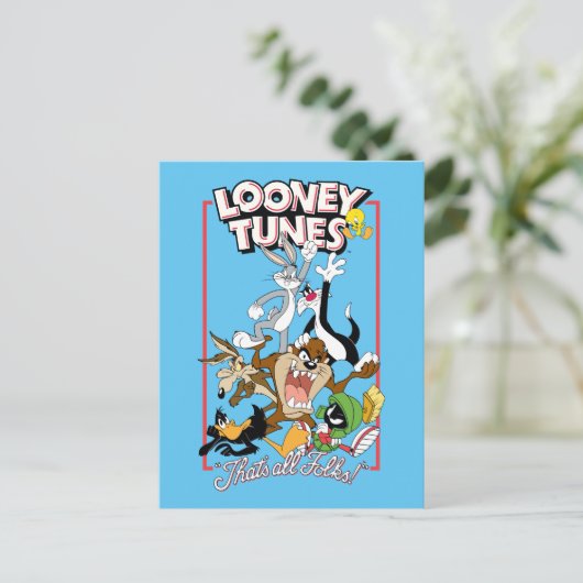 LOONEY TUNES™ "DAT IS ALLEMAAL FOLKS!™" Group Stac Briefkaart (Staand voorkant)