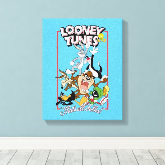 LOONEY TUNES™ "DAT IS ALLEMAAL FOLKS!™" Group Stac Canvas Afdruk (Insitu (Houten vloer))