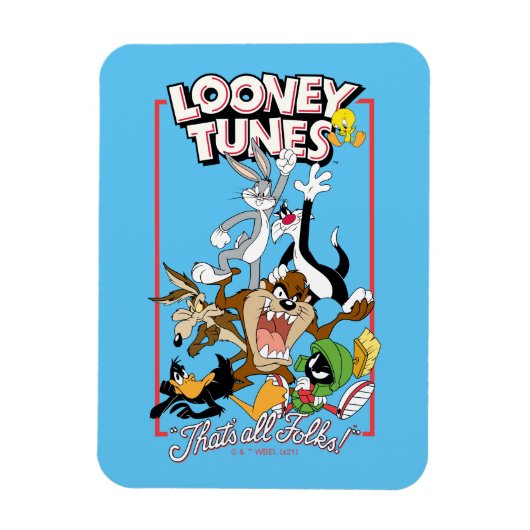 LOONEY TUNES™ "DAT IS ALLEMAAL FOLKS!™" Group Stac Magneet (Verticaal)