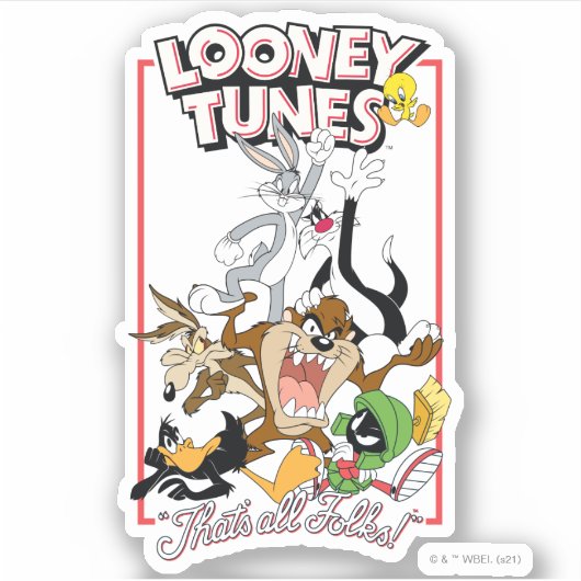 LOONEY TUNES™ "DAT IS ALLEMAAL FOLKS!™" Group Stac Sticker (Voorkant)