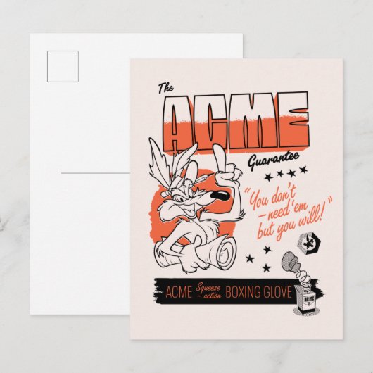 LOONEY TUNES™ | DRAGE E. COYOTE™ ACME Boxing Glove Briefkaart (Voorkant / Achterkant)