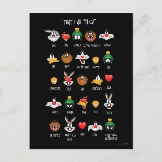 LOONEY TUNES™ Emoji Chart Briefkaart (Voorkant)