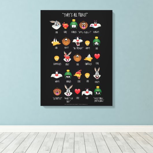 LOONEY TUNES™ Emoji Chart Canvas Afdruk (Insitu (Houten vloer))