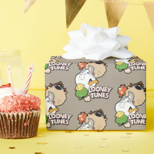 LOONEY TUNES™ gestileerde grote hoofden Cadeaupapier (Verjaardagsfeest)