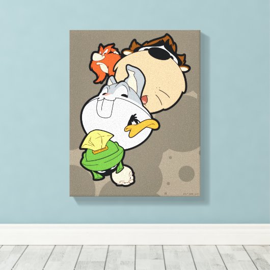 LOONEY TUNES™ gestileerde grote hoofden Canvas Afdruk (Insitu (Houten vloer))