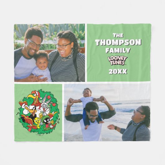 LOONEY TUNES™ Group Kerstkrans Familiefoto Fleece Deken (Voorkant (Horizontaal))