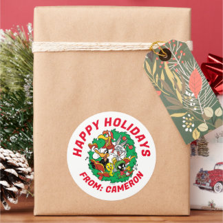 LOONEY TUNES™ Group Kerstmis Wreater Ronde Sticker