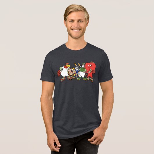 LOONEY TUNES™ Group Rollerblade Afbeelding Tri-Blend Shirt (Voorkant volledig)