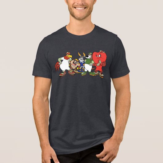 LOONEY TUNES™ Group Rollerblade Afbeelding Tri-Blend Shirt (Voorkant)