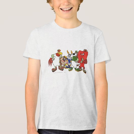LOONEY TUNES™ Group Rollerblade Afbeelding Tri-Blend Shirt (Voorkant)