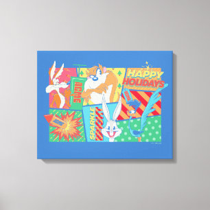 LOONEY TUNES™ Happy Holidays Pattern Canvas Afdruk