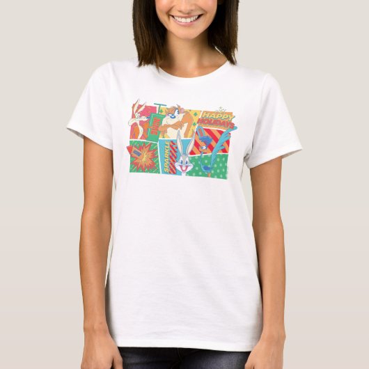 LOONEY TUNES™ | Happy Holidays Pattern T-shirt (Voorkant)