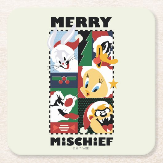 LOONEY TUNES™ Holiday Merry Mischief Kartonnen Onderzetters (Voorkant)