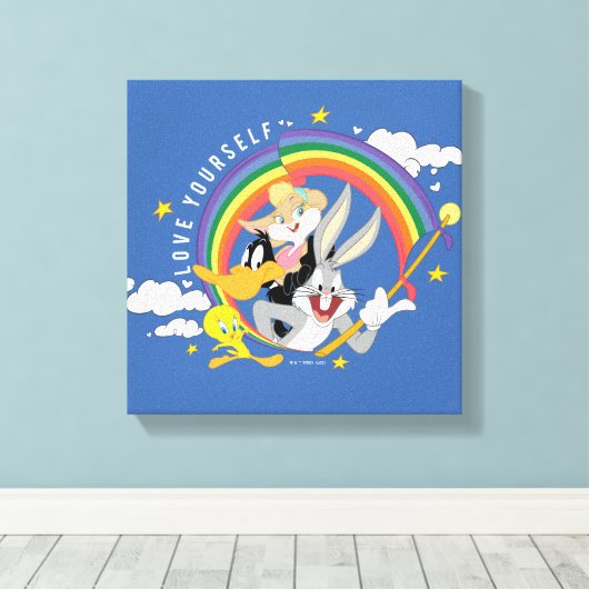 LOONEY TUNES™ - Love Yourself Pride Badge Canvas Afdruk (Insitu (Houten vloer))