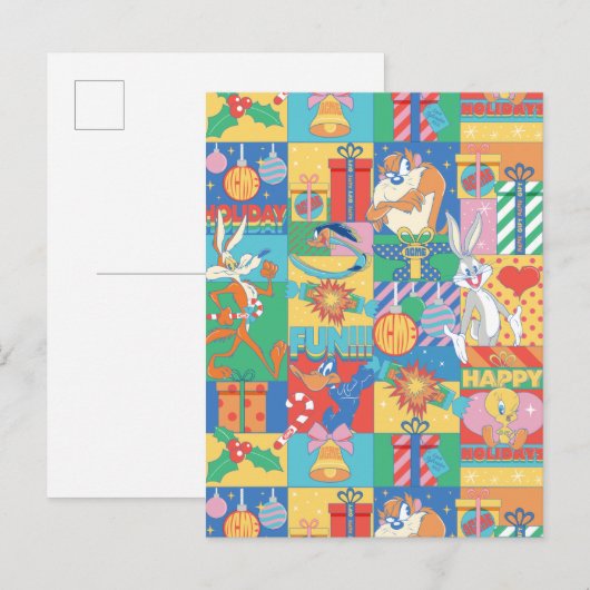 LOONEY TUNES™ | Prettige feestdagen kerstpatroon Briefkaart (Voorkant / Achterkant)