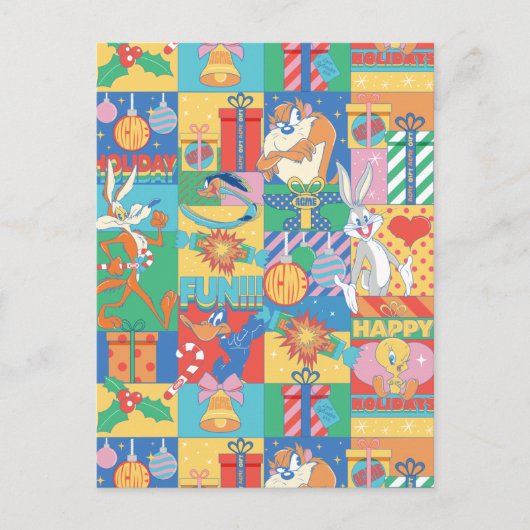 LOONEY TUNES™ | Prettige feestdagen kerstpatroon Briefkaart (Voorkant)