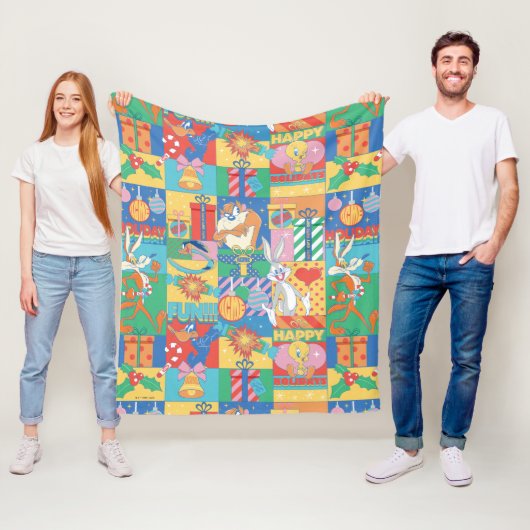 LOONEY TUNES™ | Prettige feestdagen kerstpatroon Fleece Deken (In situ)