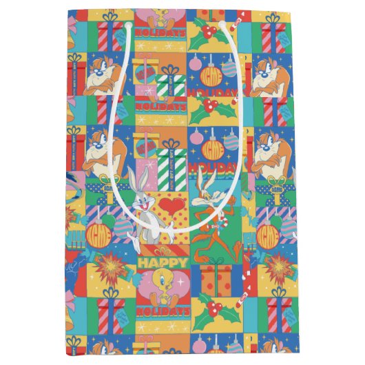 LOONEY TUNES™ | Prettige feestdagen kerstpatroon Medium Cadeauzakje (Voorkant)