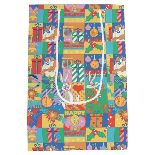LOONEY TUNES™ | Prettige feestdagen kerstpatroon Medium Cadeauzakje (Achterkant)