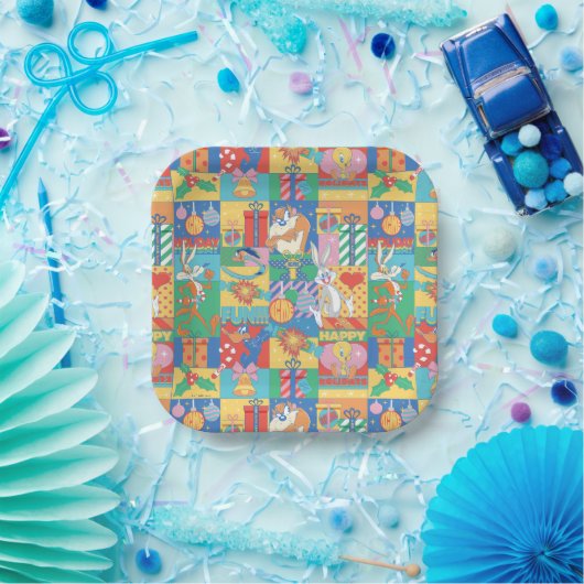 LOONEY TUNES™ | Prettige feestdagen kerstpatroon Papieren Bordje (Feest)