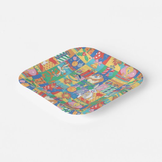 LOONEY TUNES™ | Prettige feestdagen kerstpatroon Papieren Bordje (Gebogen)