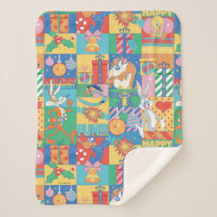 LOONEY TUNES™ Prettige feestdagen kerstpatroon Sherpa Deken