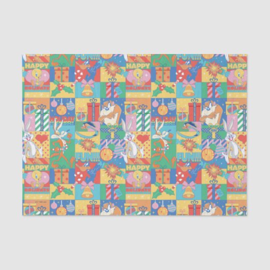 LOONEY TUNES™ | Prettige feestdagen kerstpatroon Tissuepapier (Voorkant)