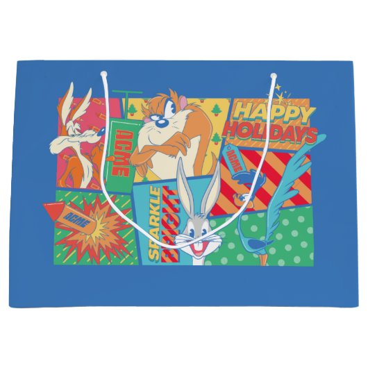 LOONEY TUNES™ | Prettige feestdagen Patroon Groot Cadeauzakje (Voorkant)