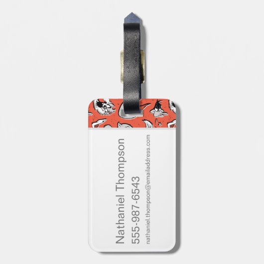 LOONEY TUNES™ Retro Halftone Patroon Bagagelabel (Achterkant verticaal)