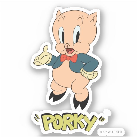 LOONEY TUNES™ Retro Laughs | Porky Pig Sticker (Voorkant)