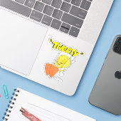 LOONEY TUNES™ Retro Laughs | TWEETY™ Sticker (Laptop met iPhone)