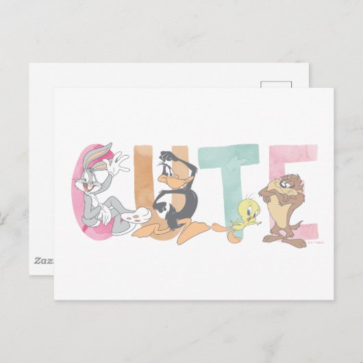 LOONEY TUNES™ Schattigee Waterverf Wordmark Briefkaart (Voorkant / Achterkant)