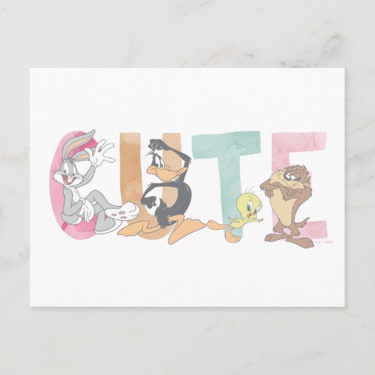 LOONEY TUNES™ Schattigee Waterverf Wordmark Briefkaart (Voorkant)