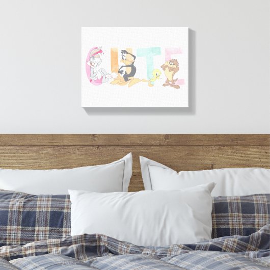 LOONEY TUNES™ Schattigee Waterverf Wordmark Canvas Afdruk (Insitu (Slaapkamer))